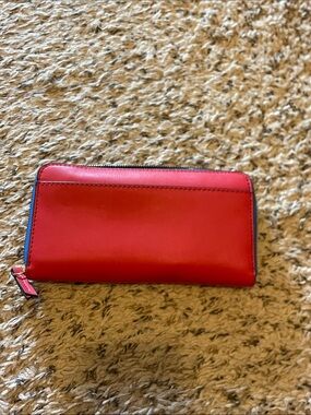 Banana Republic Red Zip-Around Leather Wallet
